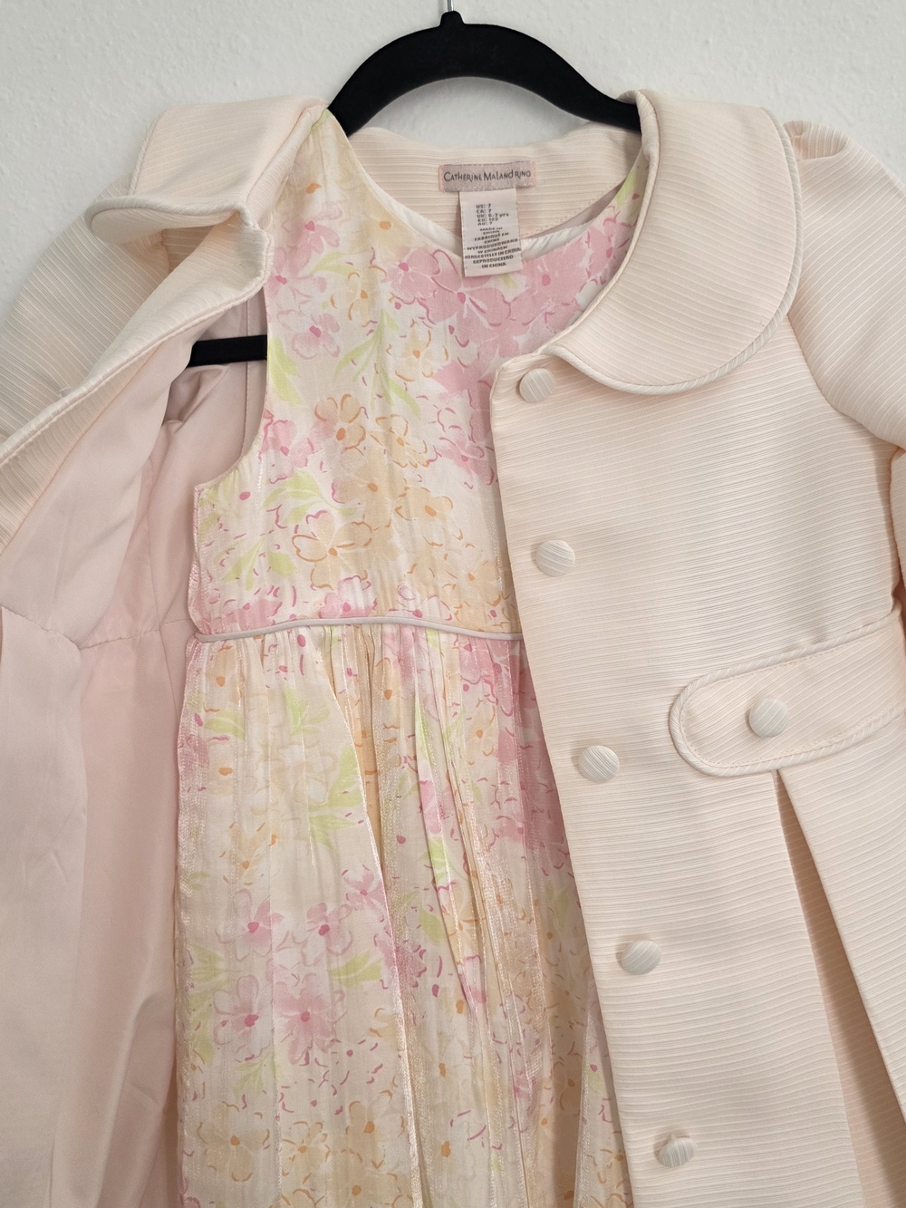Catherine Malandrino Girls Pink Coat Dress Set Spring Floral Formal Outfit Sz 7 - Picture 4 of 11